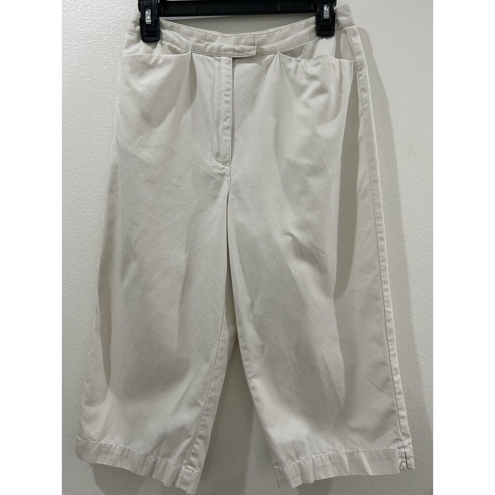 Talbots Size 6 Womens Capri Pants Off White Zipper 100% Cotton